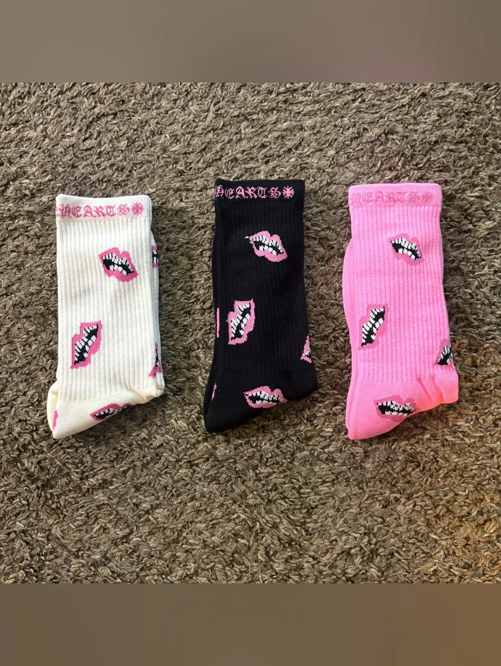 Chrome Hearts Matty Boy Chomper Socks 'Pink/White/Black'